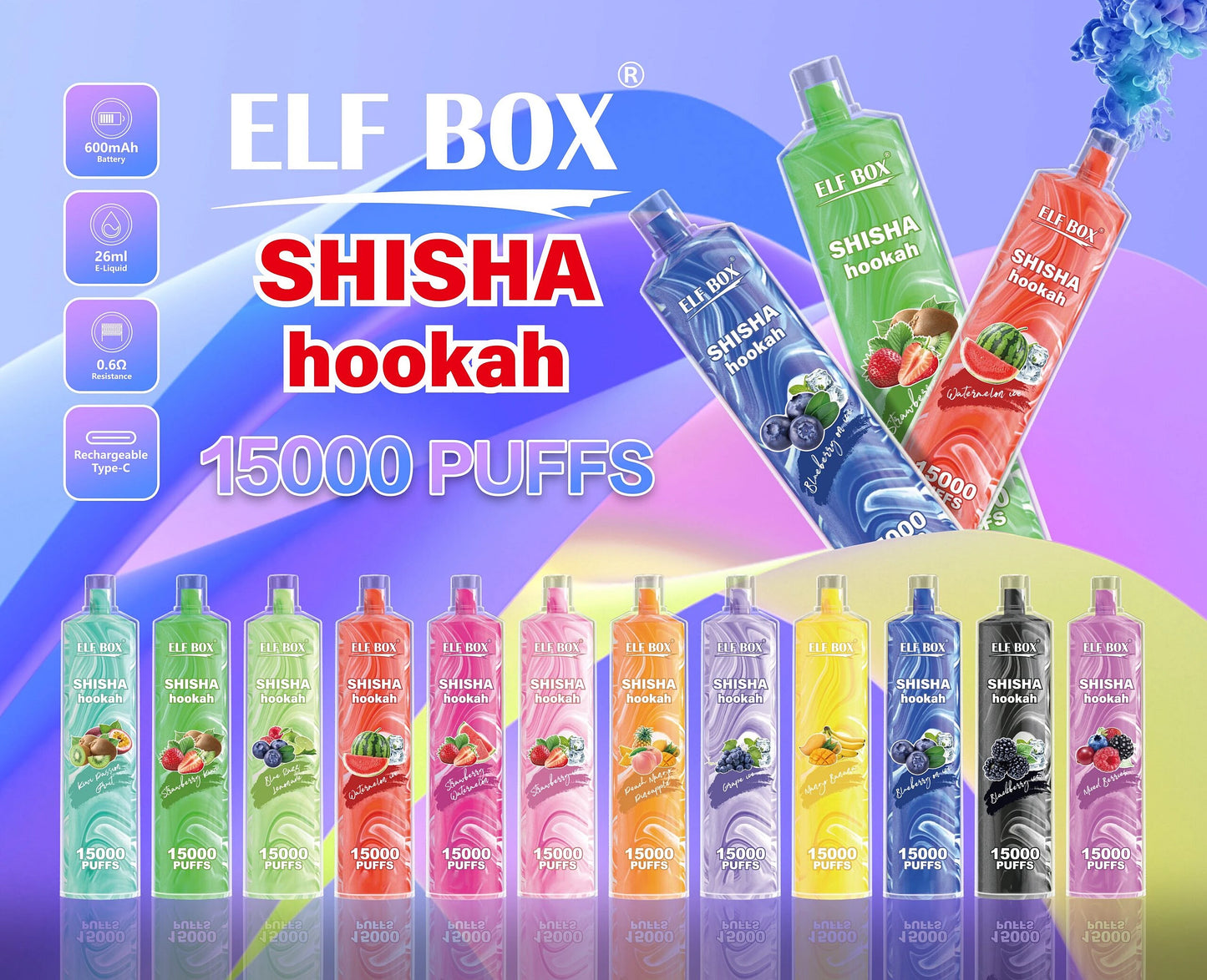ELF BOX LS 15000 15K Puffs Shisha Hookah Disposable Kit