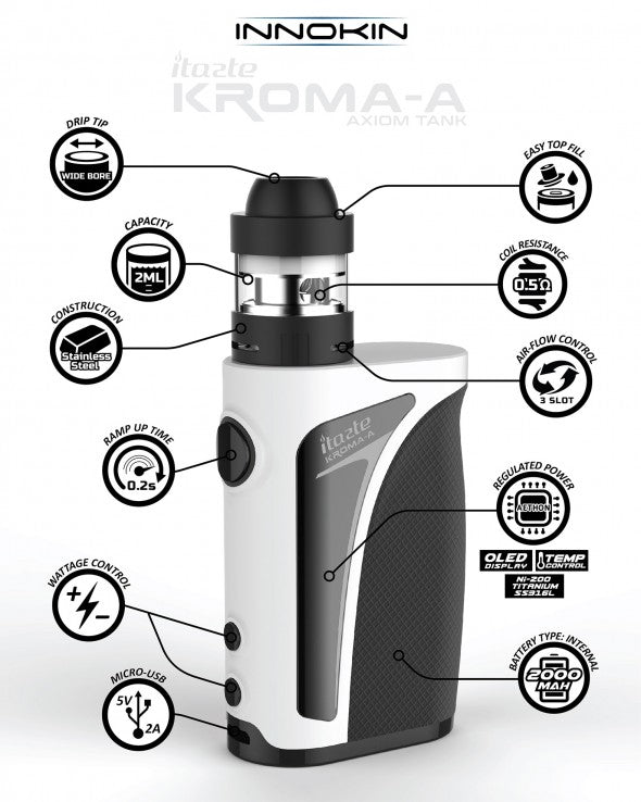 Innokin iTaste Kroma-A 75W TC Vape Starter Kit with Crios Tank 2000mAh & 4ML