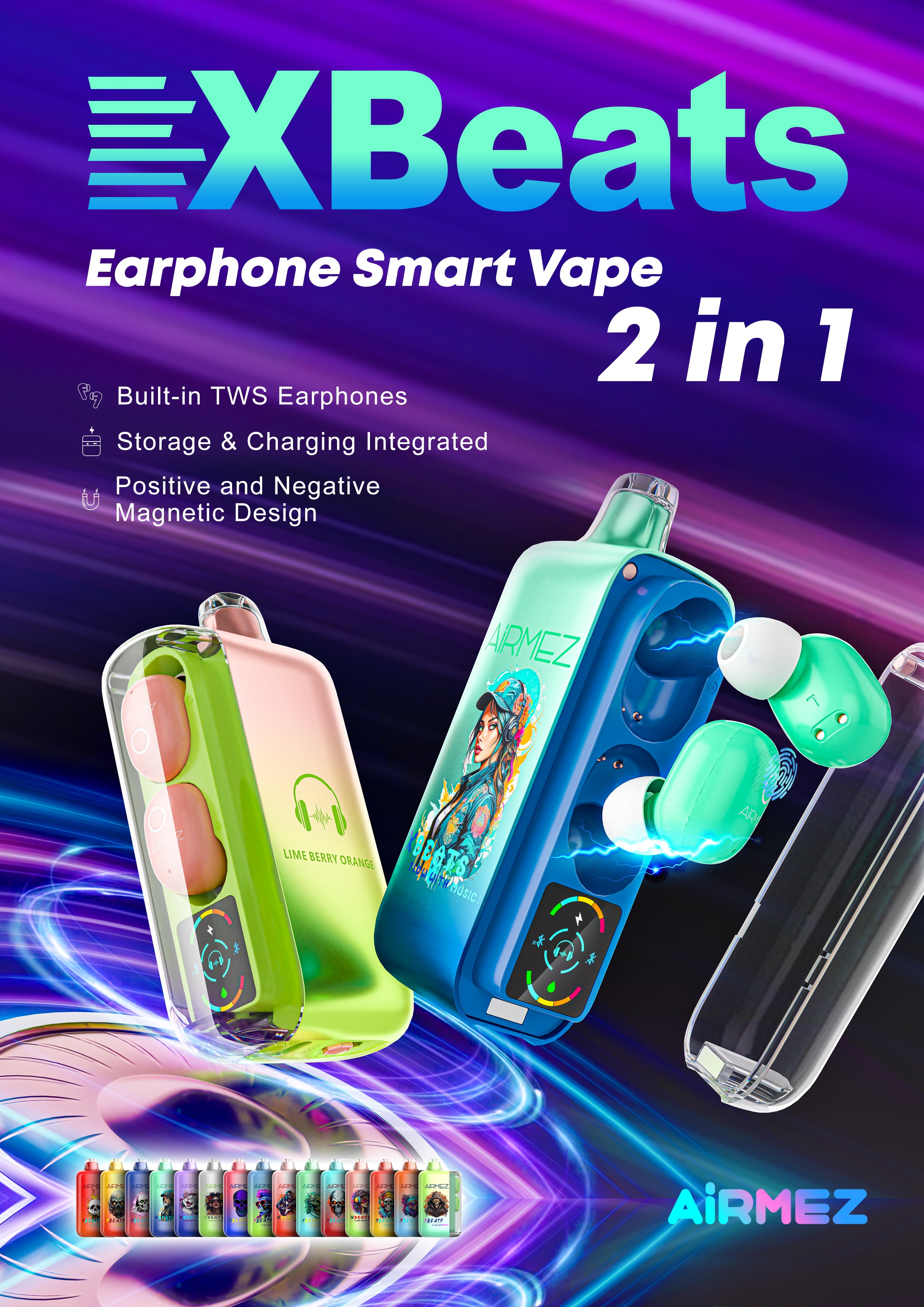 AiRMEZ Xbeats 40000 Puffs Disposable Vape With TWS Earphones