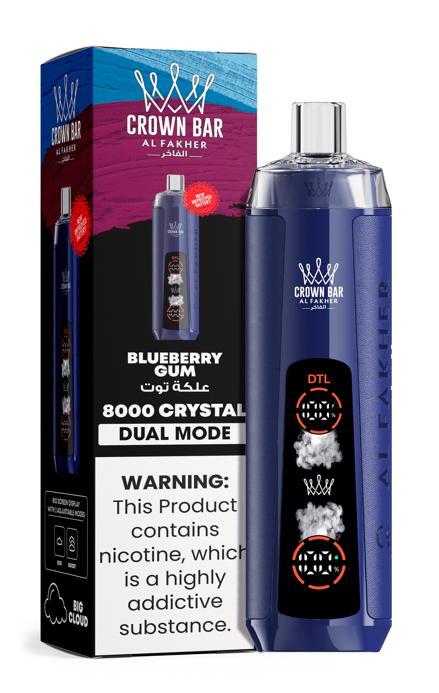 AL Fakher Crown Bar 8000 Crystal Dual Mode Disposable Kit