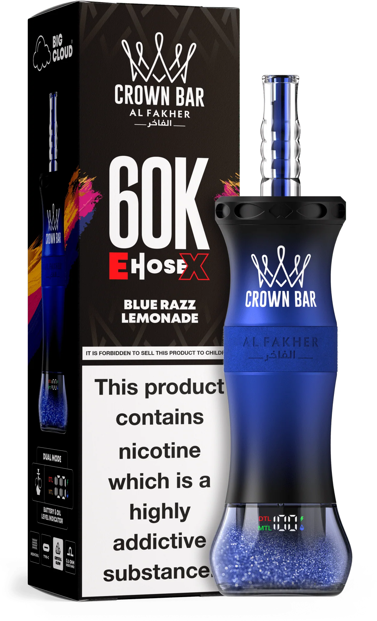 AL Fakher Crown Bar 60K 60000 Puffs E-Hose X Disposable Kit at low price  online | vapormo.com