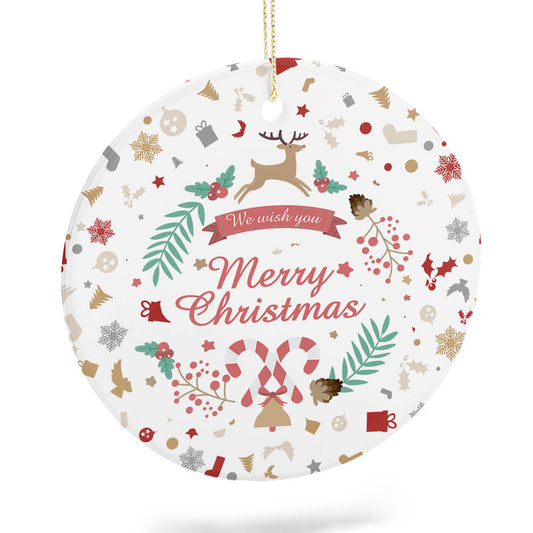 Custom personalised hanging photo ornaments Christmas circular pendant with your own photo and text (Made in USA, Free Fast Shipping)