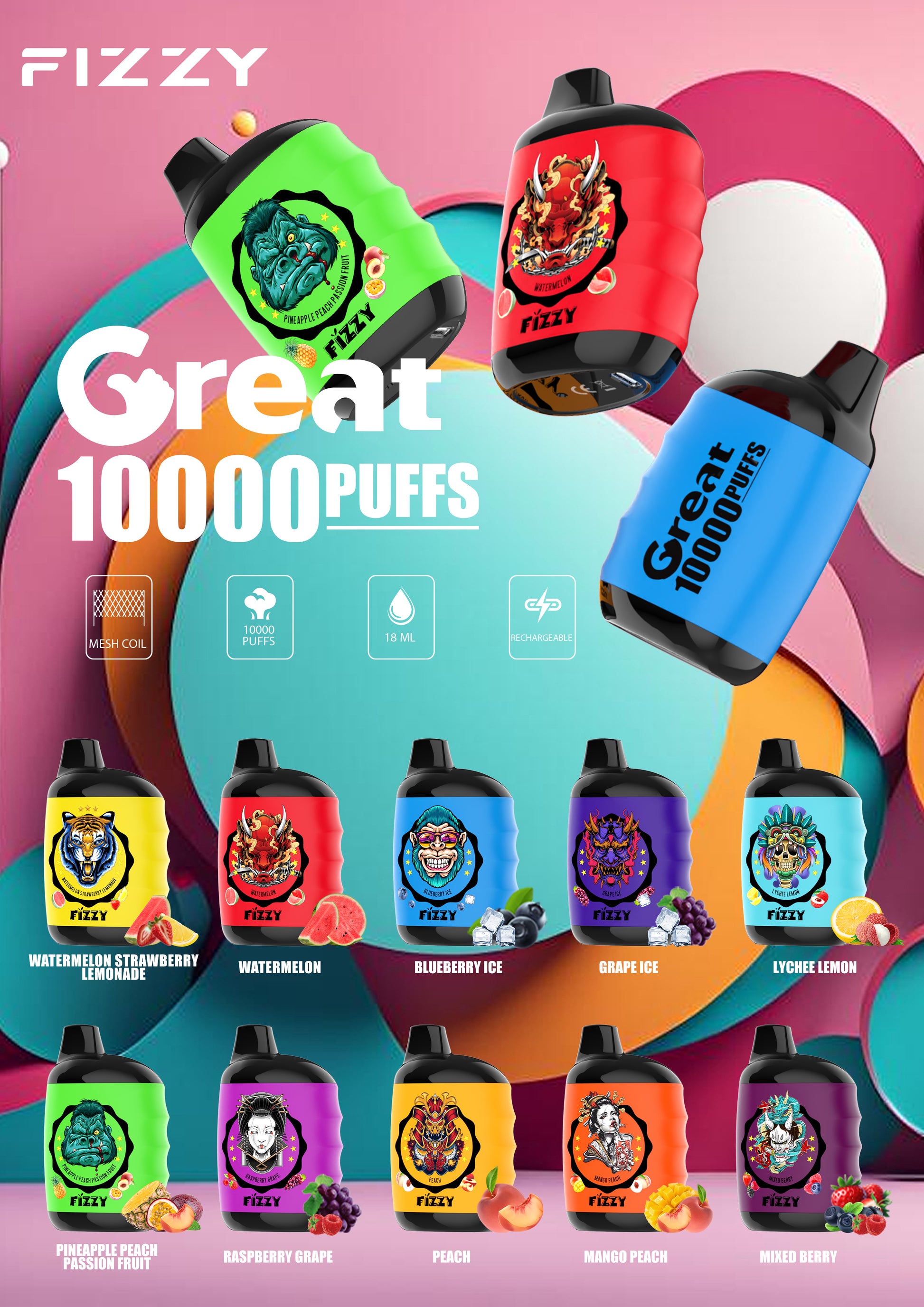 Fizzy GREAT 10000 Puffs Rechargeable Disposable Vape cheap sale | vapormo.com Fizzy GREAT 10000 Puffs Rechargeable Disposable Vape cheap sale | vapormo.com