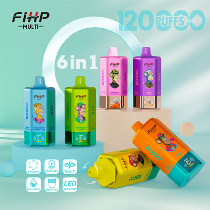 FIHP Multi 120000 120K Puffs 6in1 Rechargeable Disposable Kit