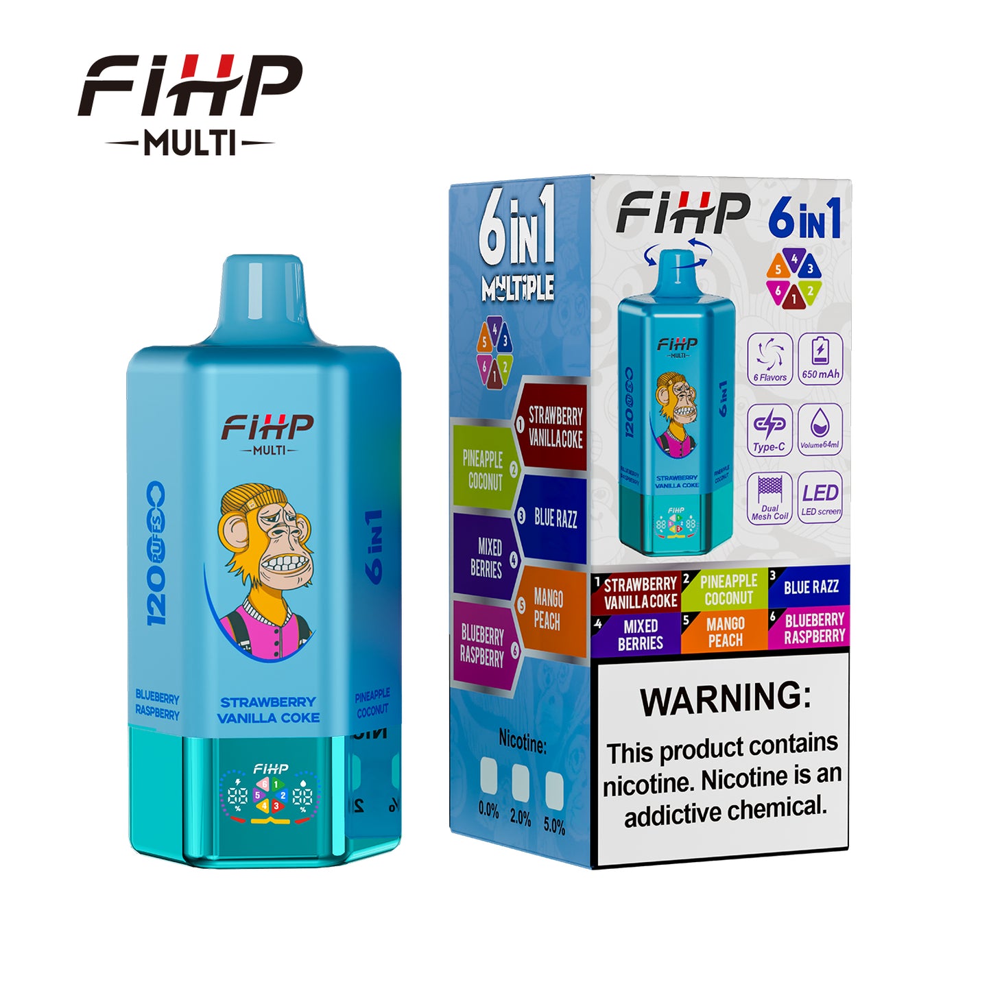 FIHP Multi 120000 120K Puffs 6in1 Rechargeable Disposable Kit