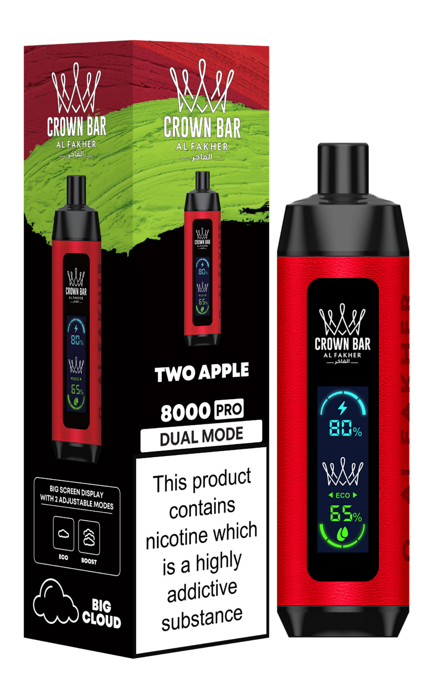 Al Fakher Crown Bar 8000 Pro Dual Mode Rechargeable Disposable Kit (Big Cloud) Clearance Sale Vapormo.com vapormo.com Al Fakher Crown Bar 8000 Pro Dual Mode Rechargeable Disposable Kit (Big Cloud) Clearance Sale Vapormo.com vapormo.com