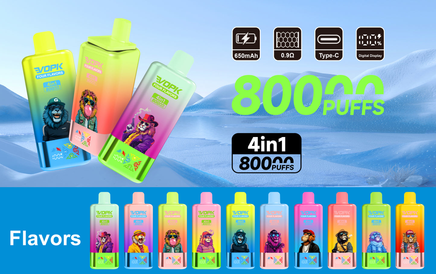 VOPK 80K Puffs 4IN1 Disposable Kit 650mAh