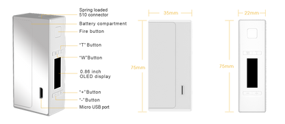 Aspire NX75-Z 18650 Battery TC Mod