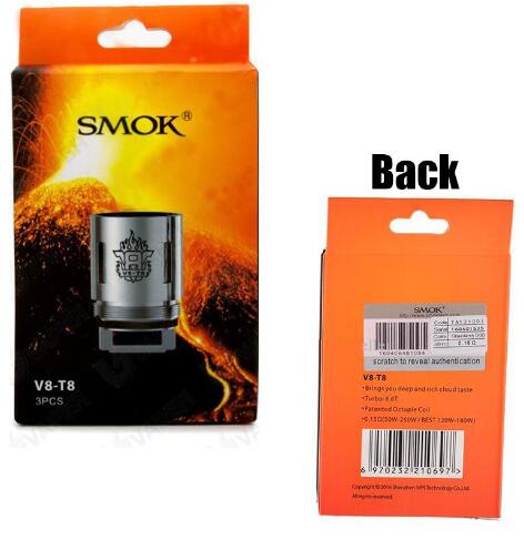 3PCS-PACK SMOK TFV8 V8-T6 Sextuple Coil (6.0T) 0.2 Ohm
