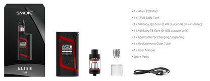 SMOK Alien 220W 3.0ML Starter Kit with TFV8 Baby Tank