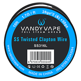 Vandy Vape SS Twisted Clapton Wire SS316L (28GA*2+30GA 10FT 1.70Ω-FT)