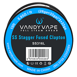 Vandy Vape SS Stagger Fused Clapton SS316L Wire ((26GA+32GA)*2+32GA 10FT 0.85Ω-FT)