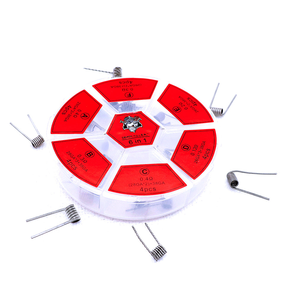 24PCS-PACK Demon Killer Flame Coil 6 in 1 Ni80 Pre-built Heating Wire Kit