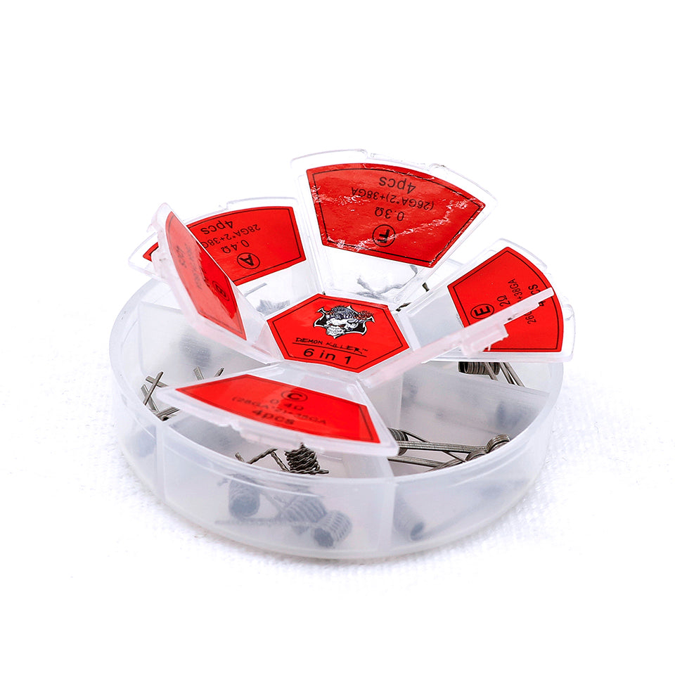 24PCS-PACK Demon Killer Flame Coil 6 in 1 Ni80 Pre-built Heating Wire Kit