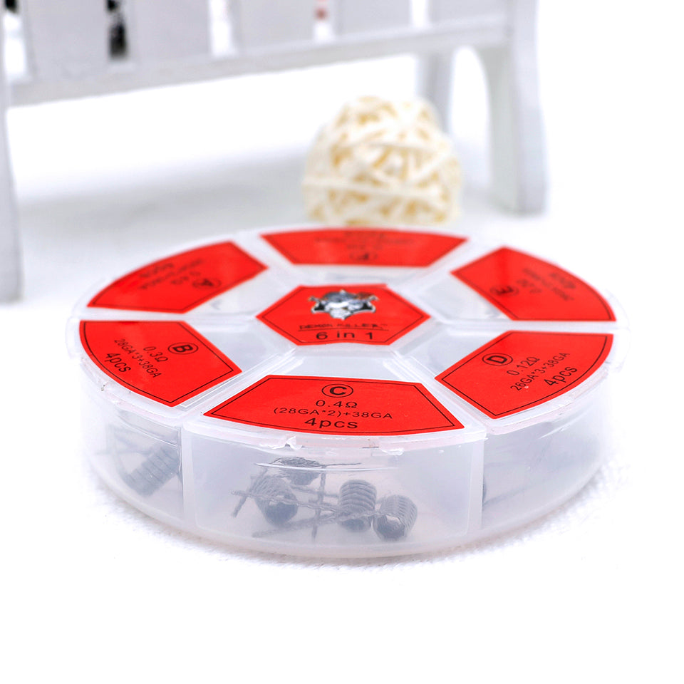 24PCS-PACK Demon Killer Flame Coil 6 in 1 Ni80 Pre-built Heating Wire Kit