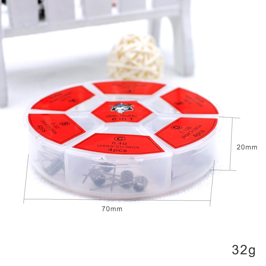 24PCS-PACK Demon Killer Flame Coil 6 in 1 Ni80 Pre-built Heating Wire Kit