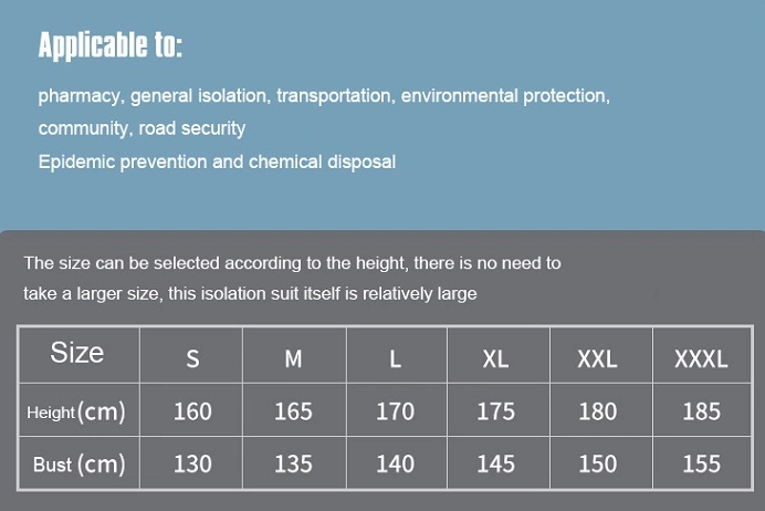 Composite Non-woven One-piece Isolation Clothing Protective Clothing